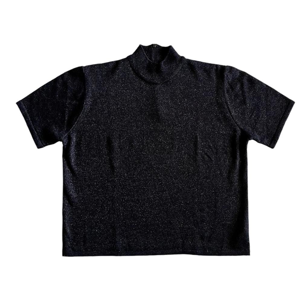 Vintage Black Sparkle Short-Sleeve Sweater